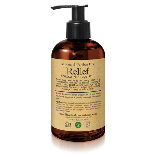 Back of Relief Arnica Massage Oil 8oz Bottle