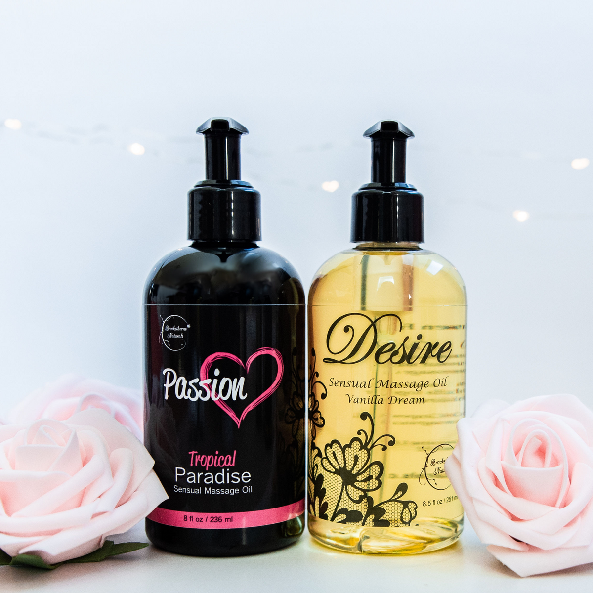 Sensual Sweethearts Bundle; Passion Tropical Paradise Sensual Massage Oil and Desire Vanilla Dream Sensual Massage Oil 